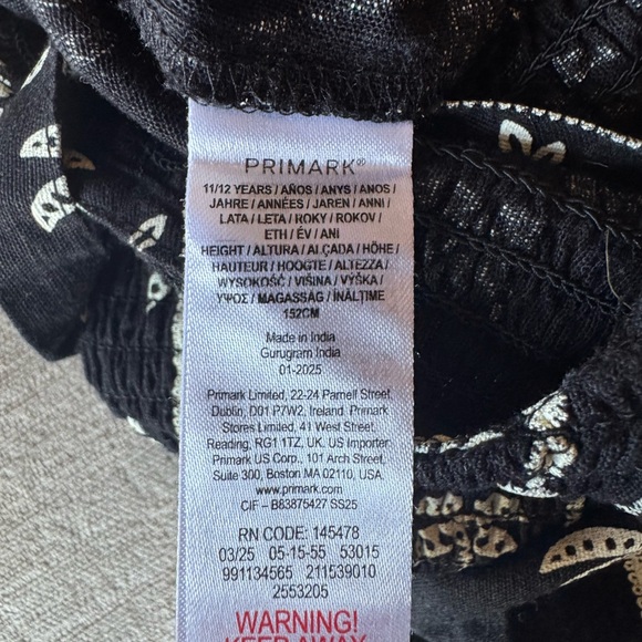 Primark Black & White Smocked Wide-Leg Jumpsuit Girl’s Kids 11/12 Tropical Palm - Picture 7 of 9